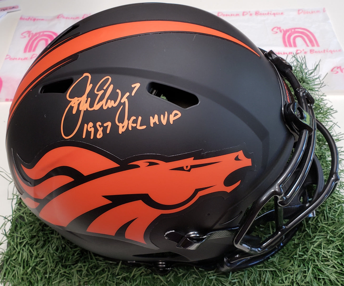 John Elway Autographed Broncos Eclipse Authentic Full-Size Football Helmet - BAS