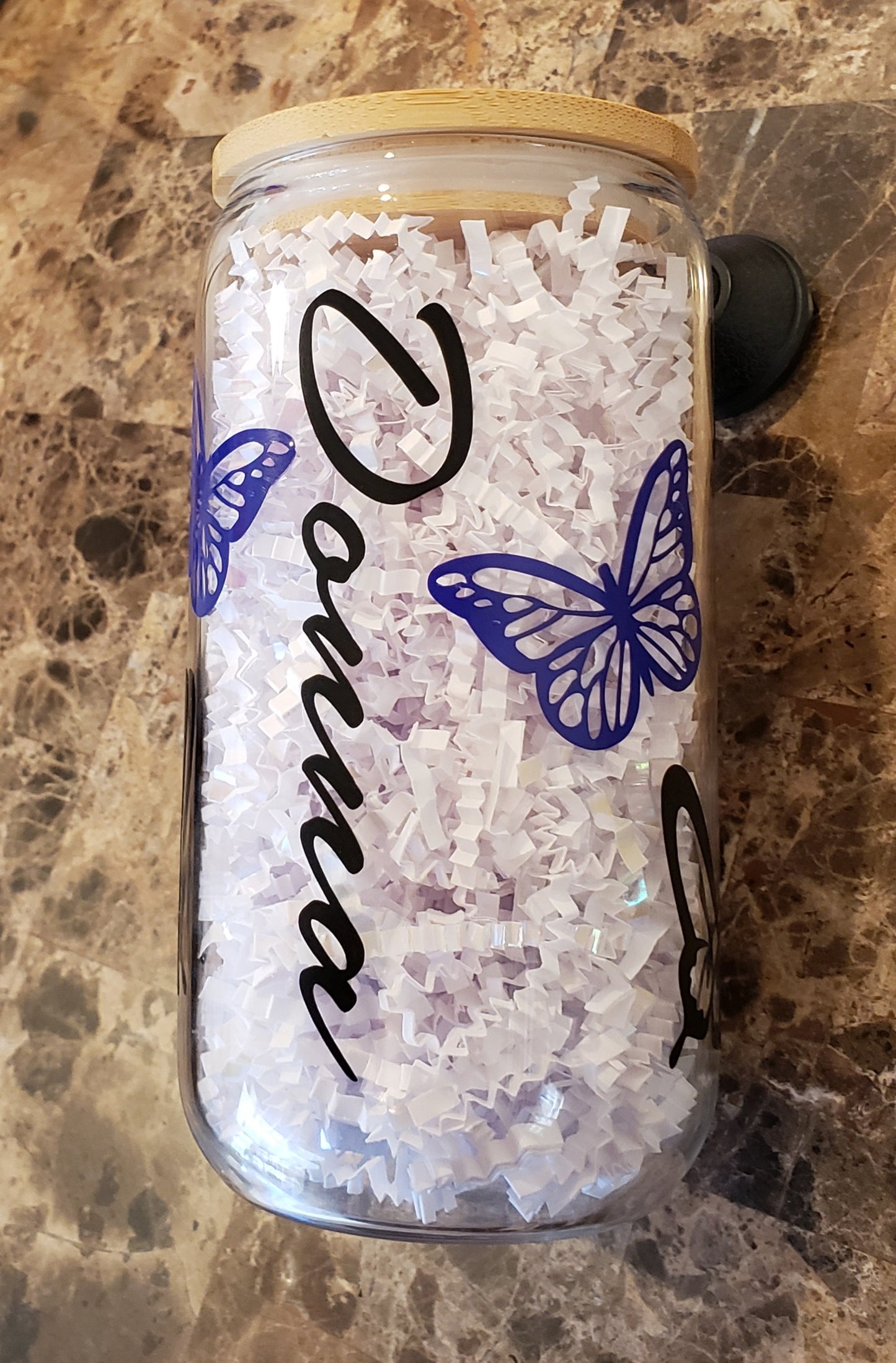Butterfly Glass Cup With Name