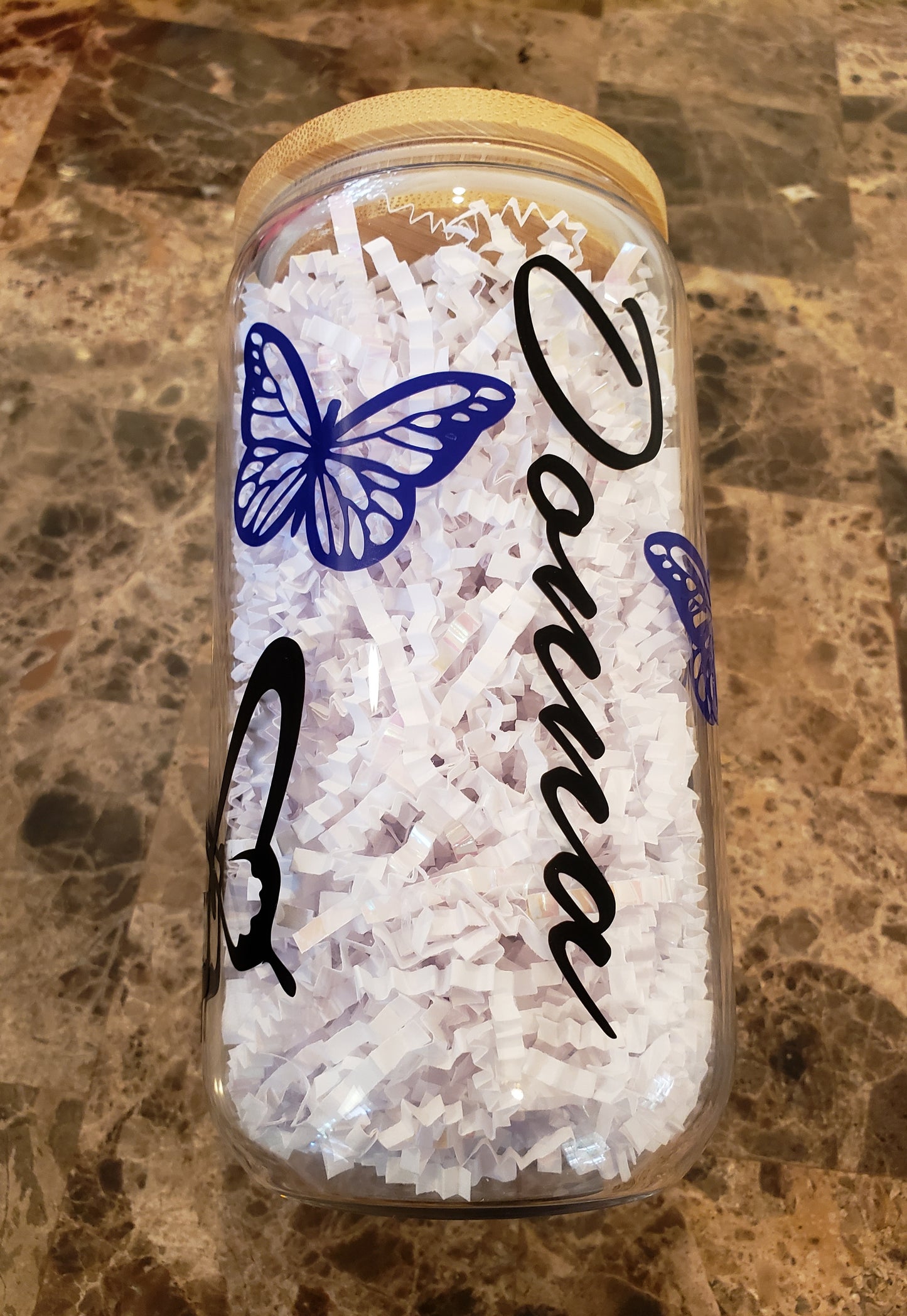 Butterfly Glass Cup With Name