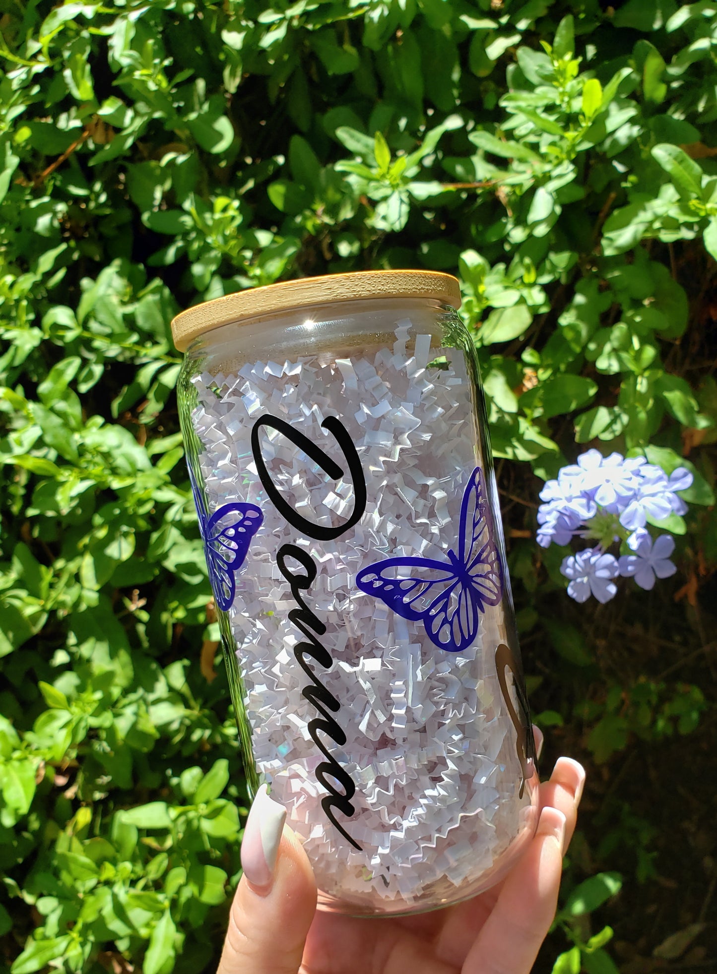 Butterfly Glass Cup With Name