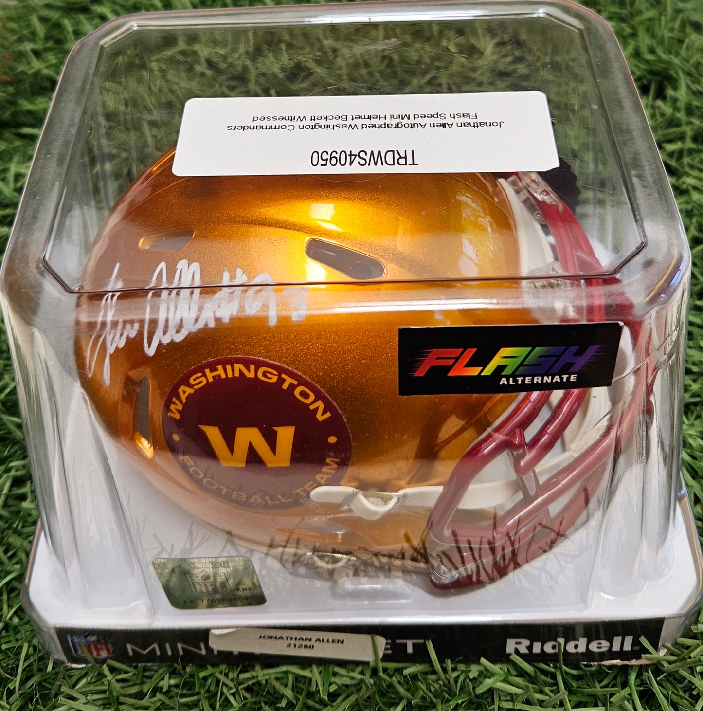 Jonathan Allen Signed Washington Flash Speed Mini Helmet-Beckett W Hologram