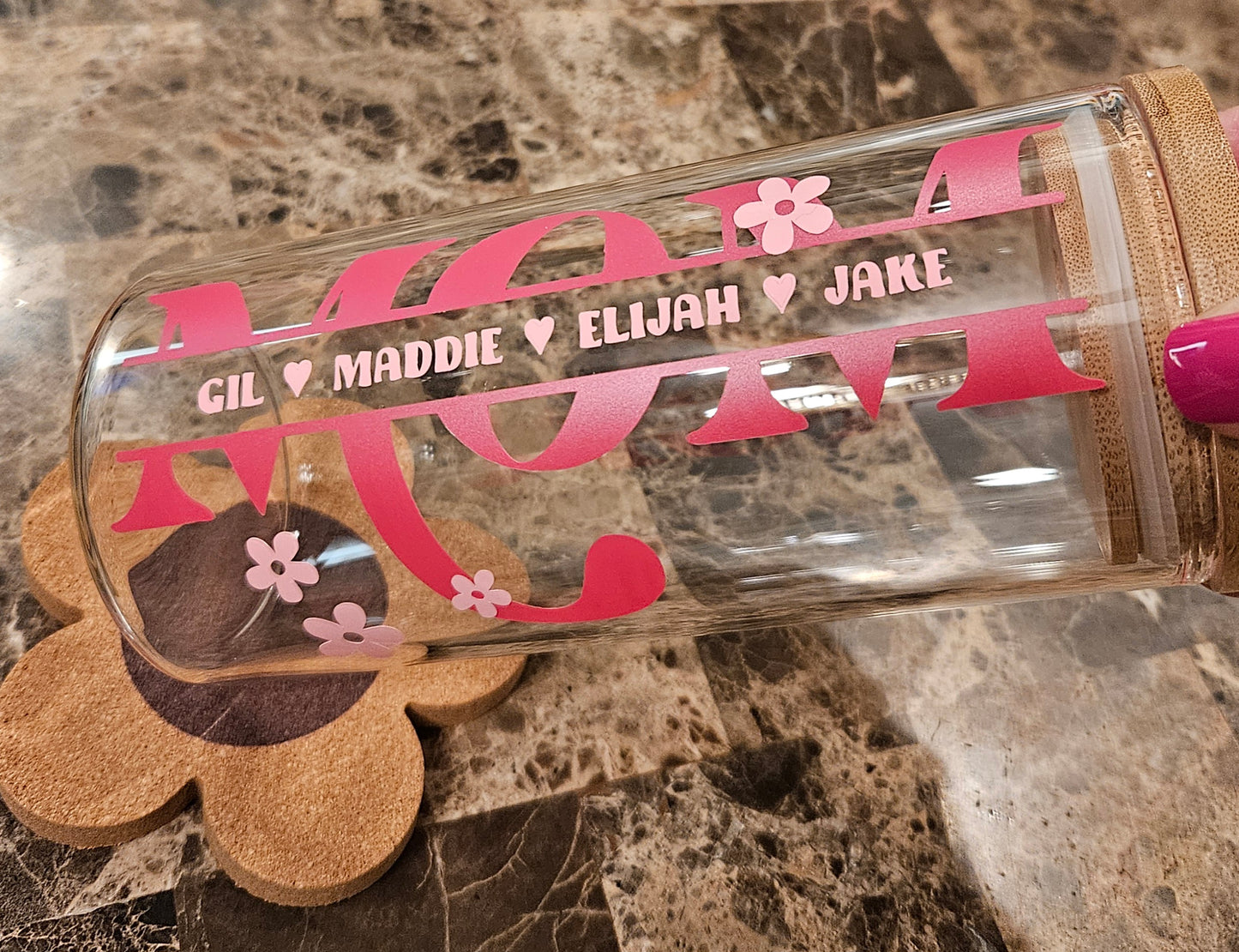 MOM Personalized Glass Cup - 20oz