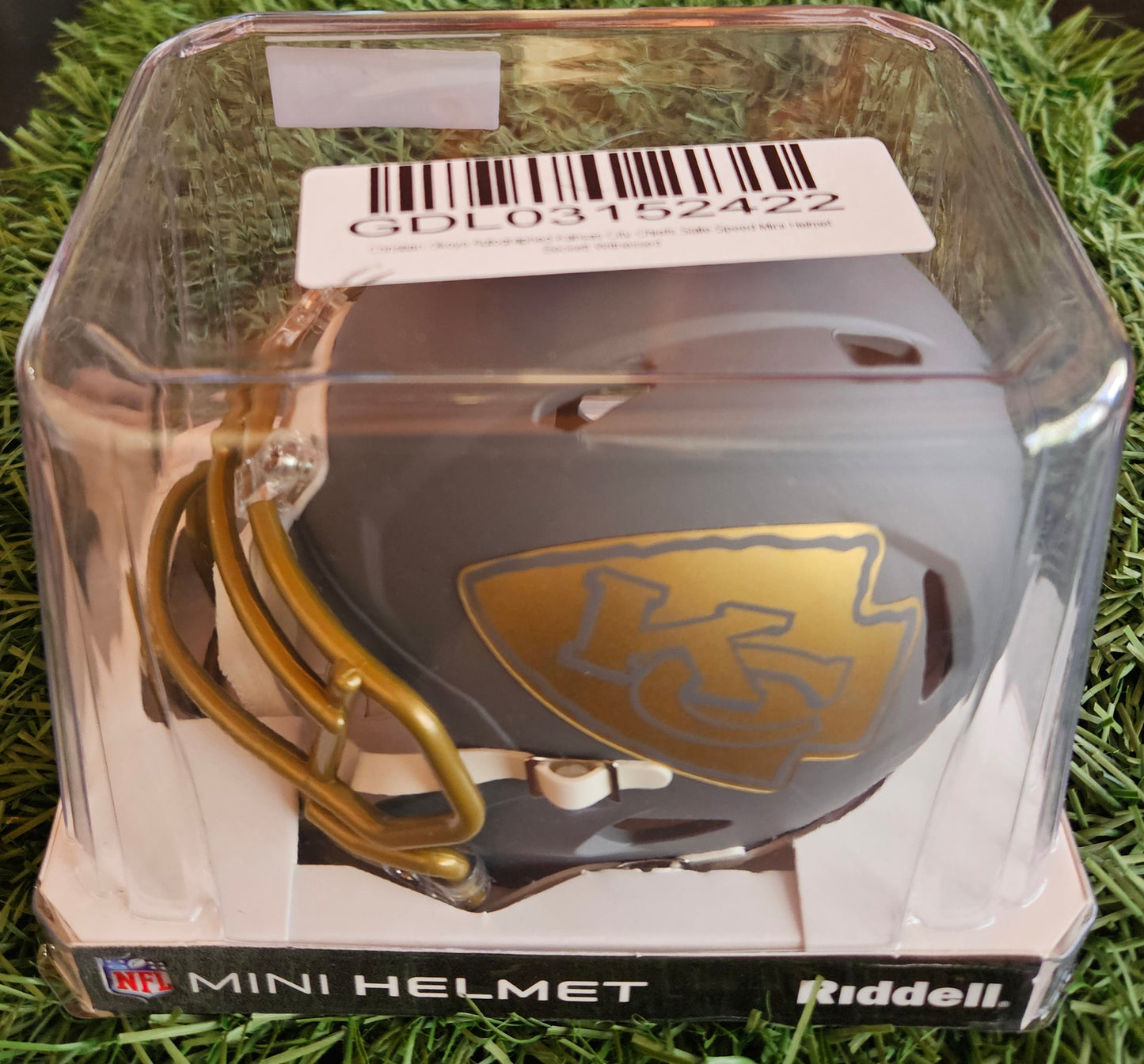 Christian Okoye Signed Auto Kansas City Chiefs Slate Mini Helmet Beckett BAS COA