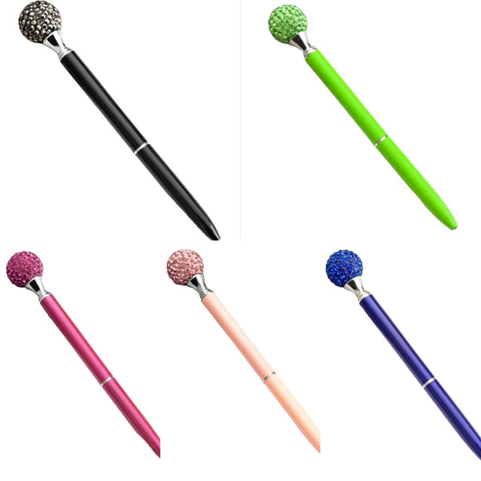 Rhinestone Ball Rotating Ballpoint Pen