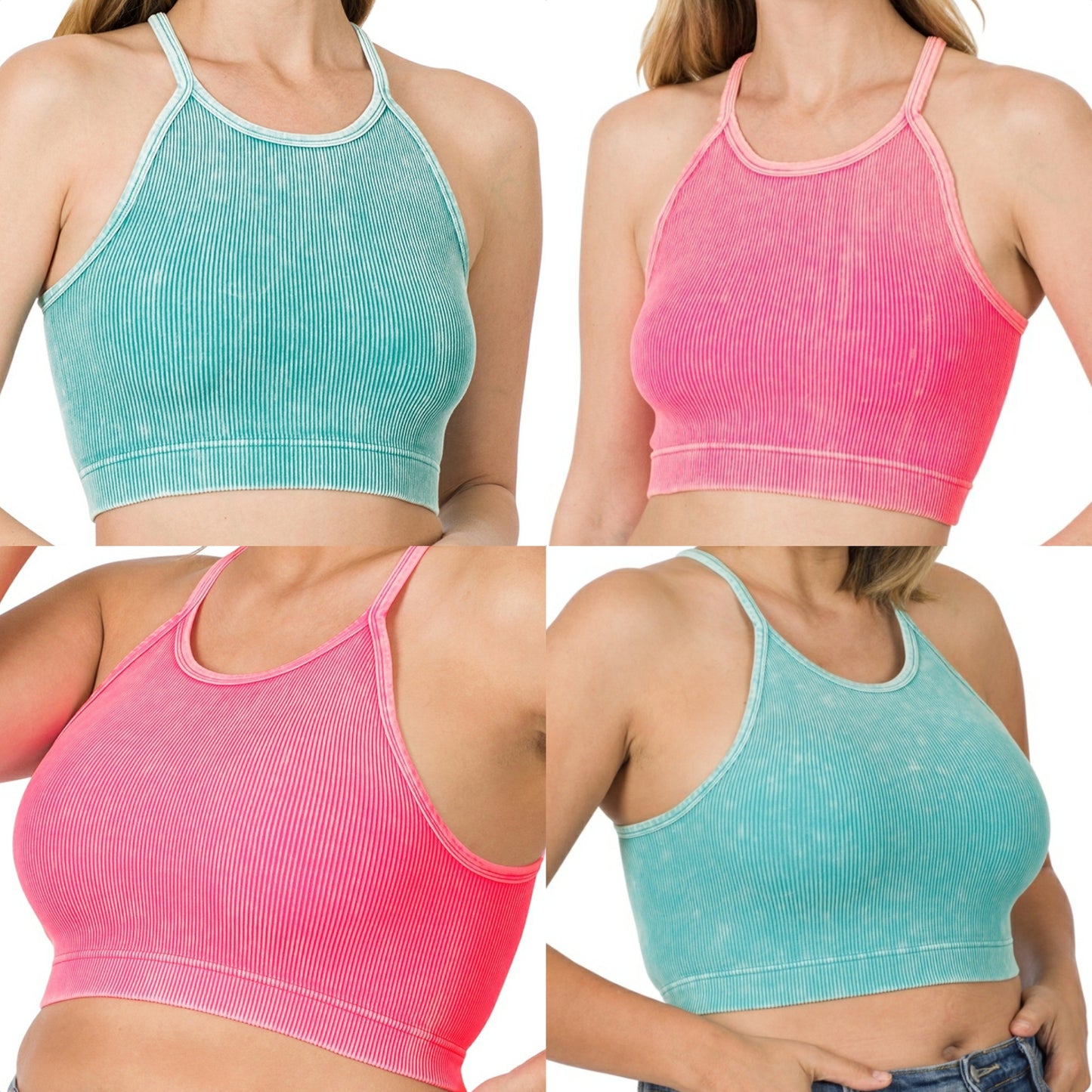 WASHED RIBBED SEAMLESS CROPPED CAMI TOP