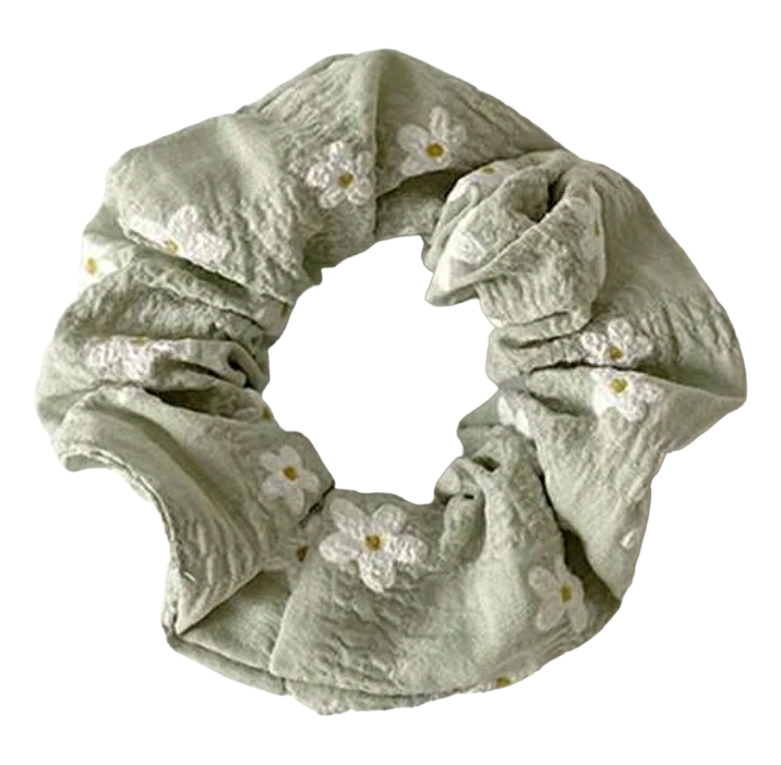 Daisy Print Scrunchies - 7 pcs