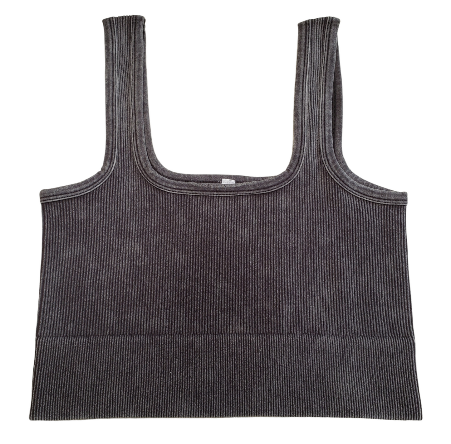 WASHED RIBBED SQUARE NECK CROPPED TANK TOP