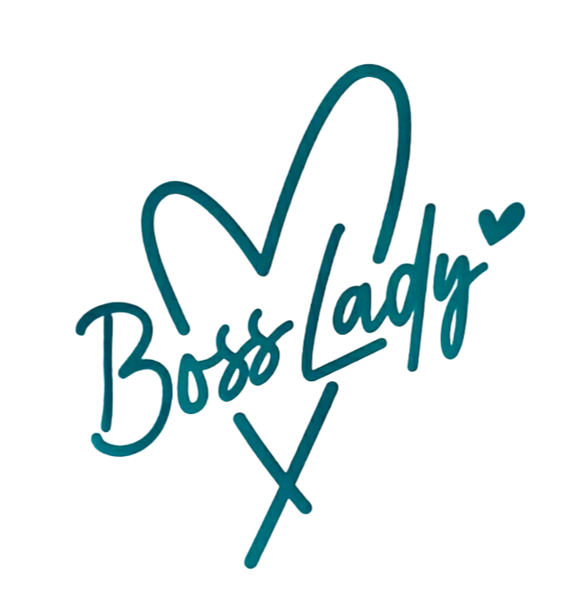 Boss Lady Teal (Puff Print) White Tshirt