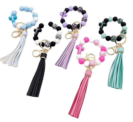 Leopard Cross Wristlet Keychain