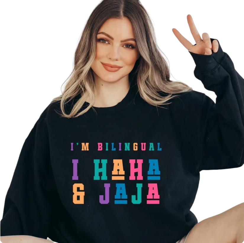 I'M BILINGUAL Black Unisex Crewneck Sweatshirt