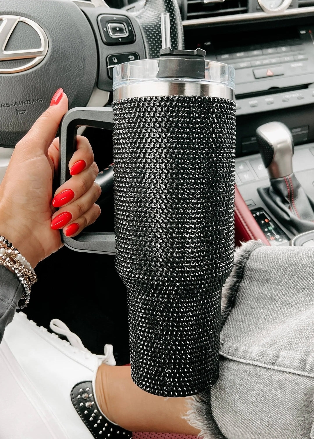 Black Rhinestone Bling 40oz Tumblers
