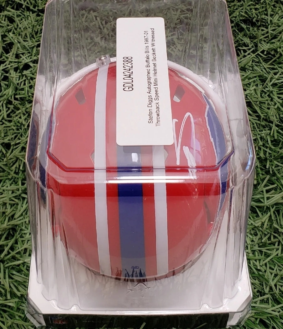 STEFON DIGGS SIGNED BUFFALO BILLS THROWBACK SPEED MINI HELMET BECKETT COA
