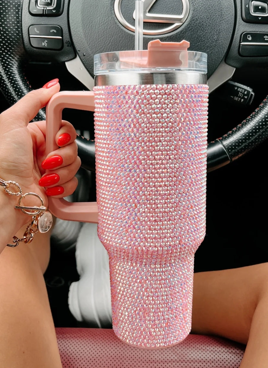 Pink 40oz Rhinestone Bling Tumblers
