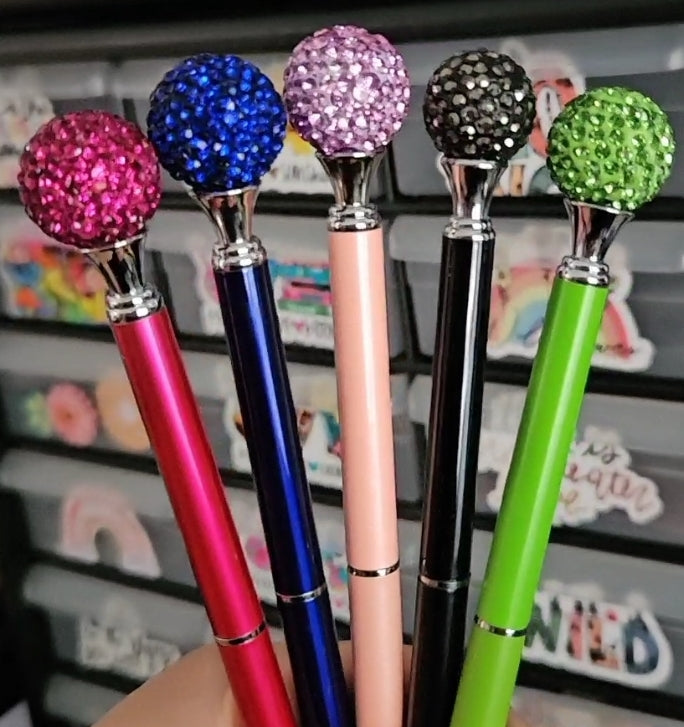 Rhinestone Ball Rotating Ballpoint Pen