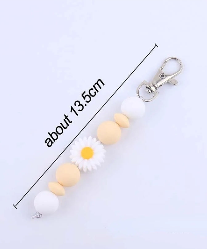 Daisy Beaded Keychain