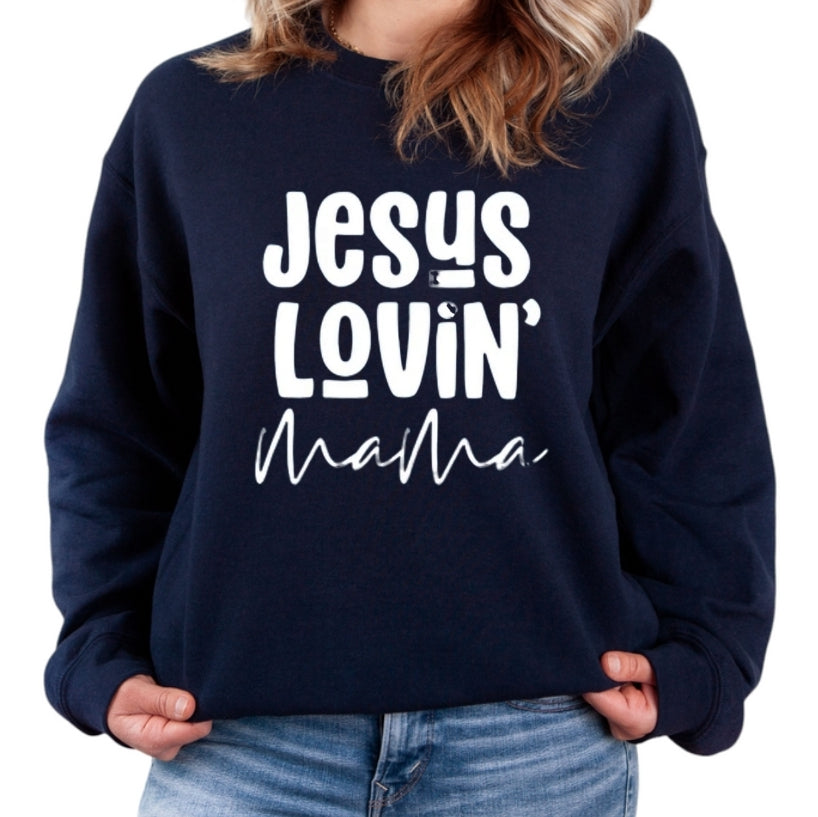 Jesus Lovin' Mama Navy Unisex Crewneck Sweatshirt