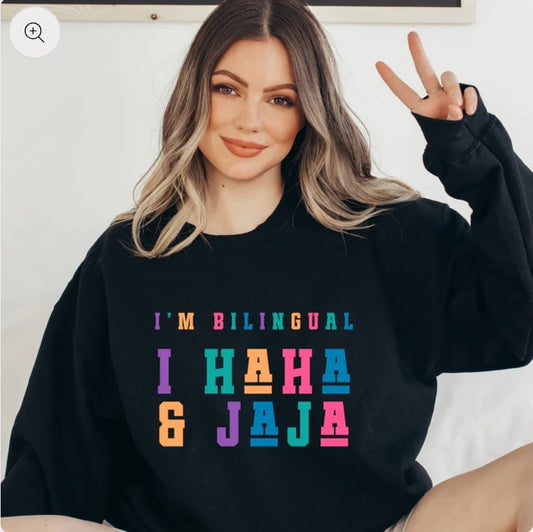 I'M BILINGUAL Black Unisex Crewneck Sweatshirt