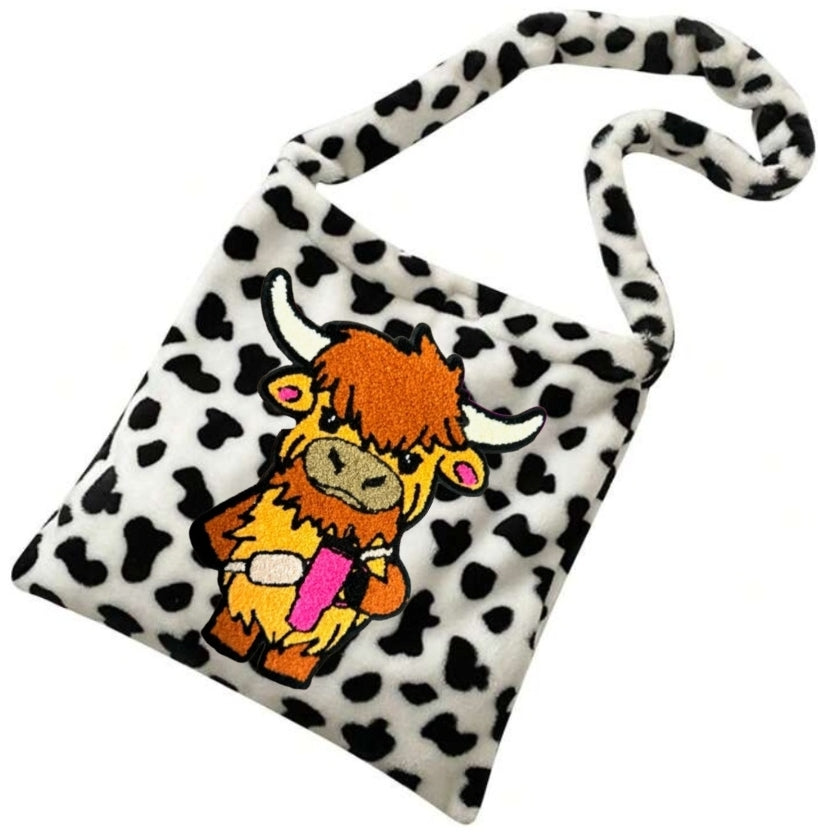 Boujee Heifer Cow Pattern Shoulder Bag