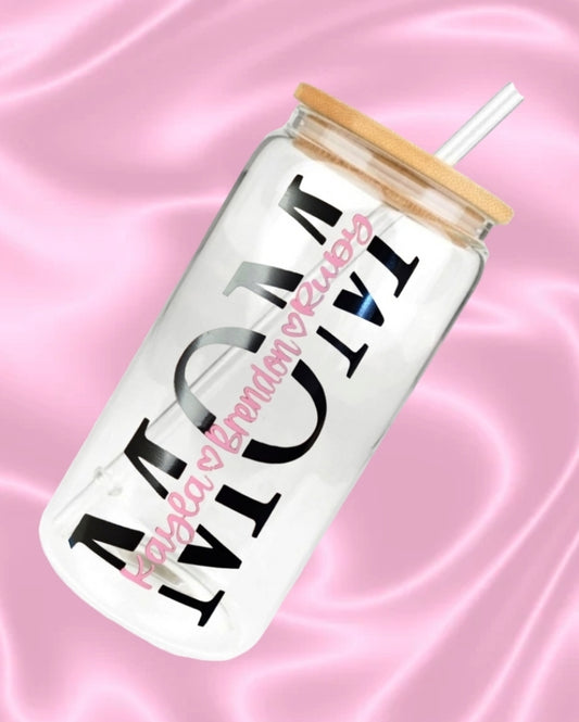 MOM 16oz Personalized Glass Cup