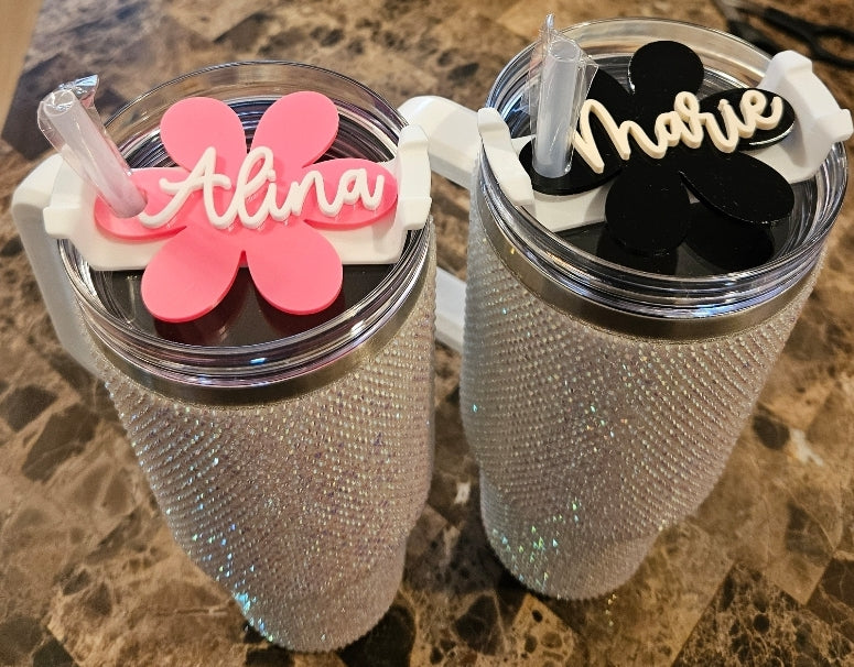 CUSTOM FLOWER Name Plate Tag for 40oz Tumbler