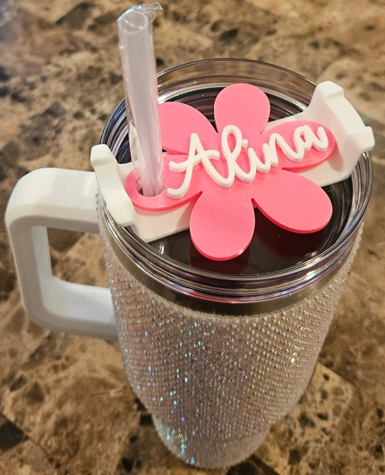 CUSTOM FLOWER Name Plate Tag for 40oz Tumbler