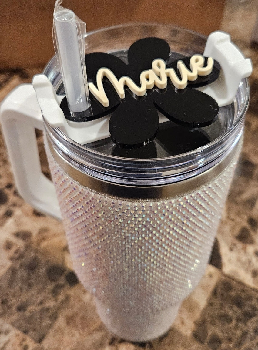 CUSTOM FLOWER Name Plate Tag for 40oz Tumbler