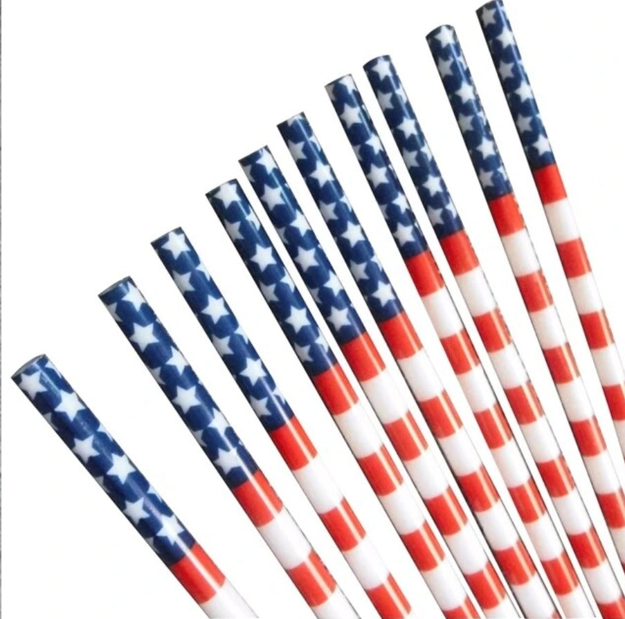 American Flag Reusable Drinking Straws