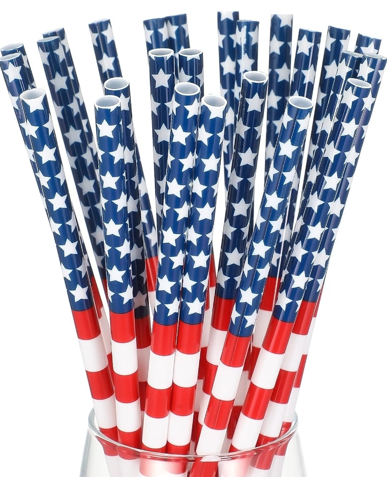 American Flag Reusable Drinking Straws