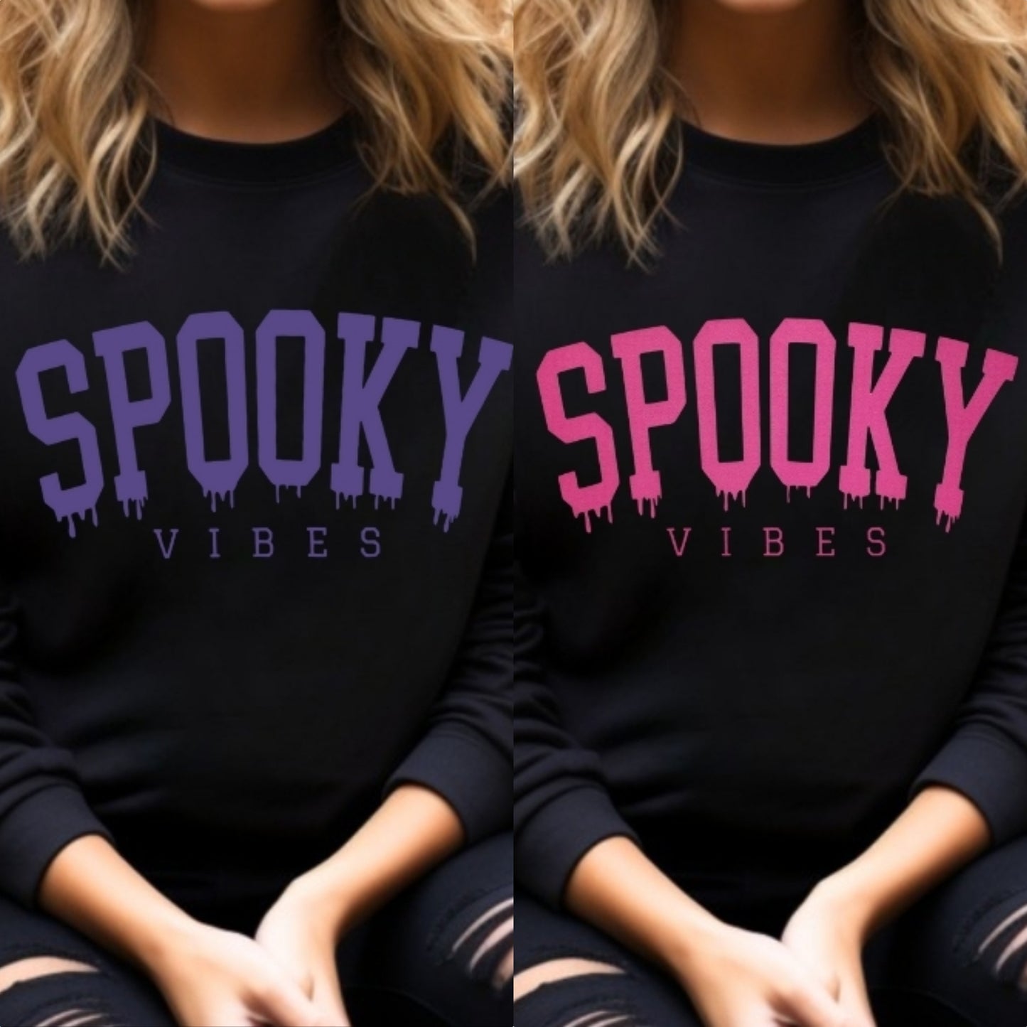 SPOOKY VIBES Black Unisex Crewneck Sweatshirt