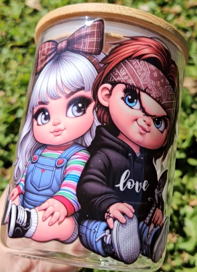 TOGETHER FOREVER 15oz Glass Mug with Bamboo Lid and Straw