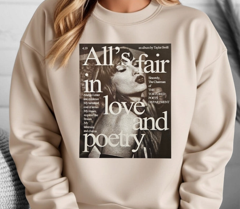 Love and Poetry Sand Unisex Crewneck Sweatshirt