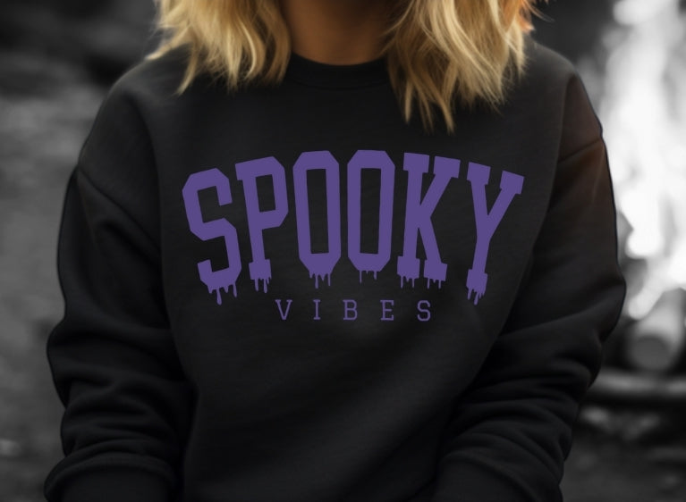 SPOOKY VIBES Black Unisex Crewneck Sweatshirt