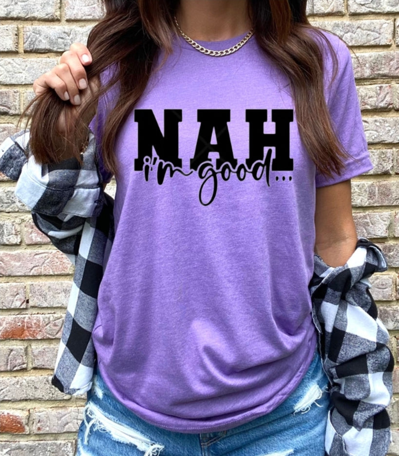 NAH I'm good... Heather Purple Unisex Tshirt