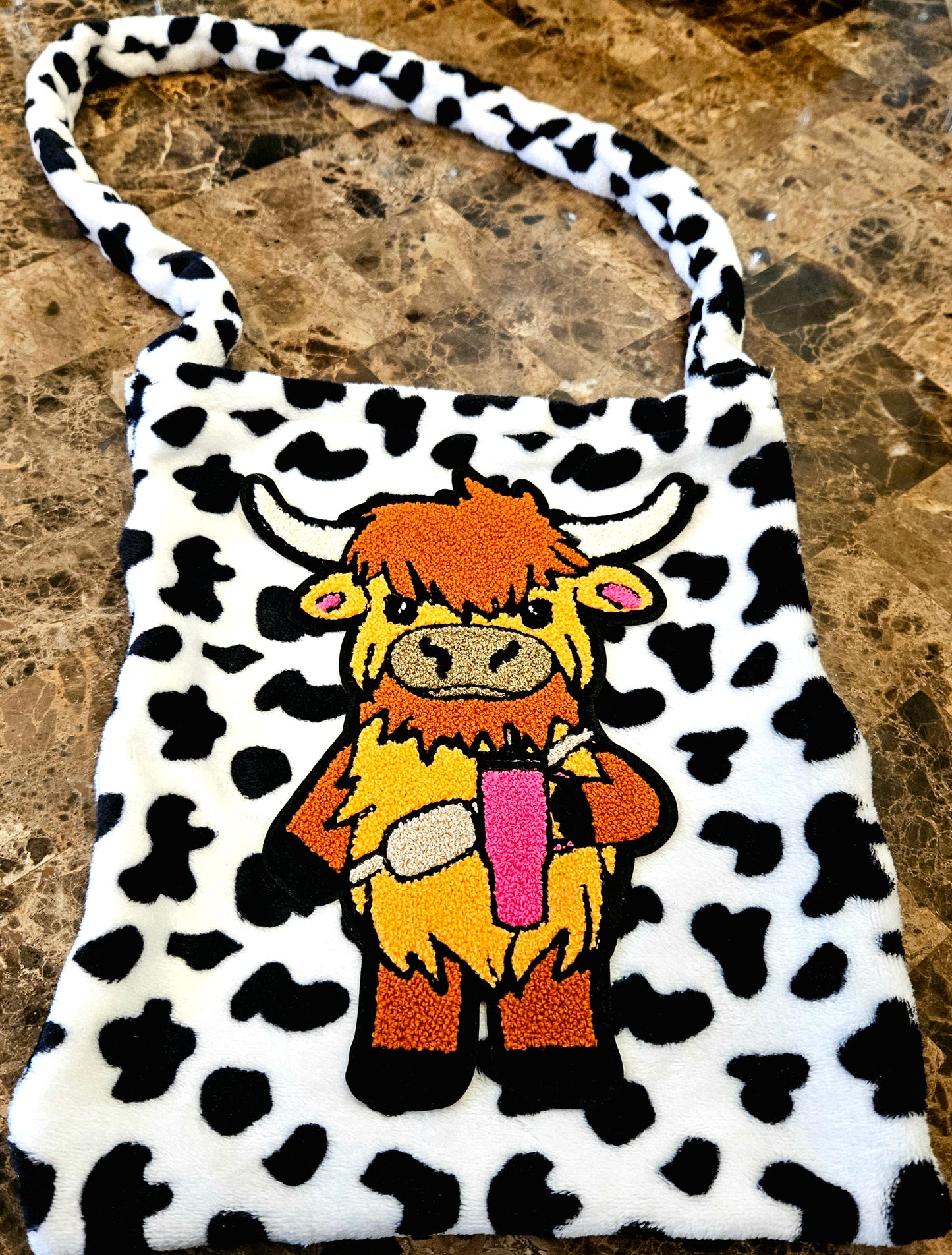 Boujee Heifer Cow Pattern Shoulder Bag