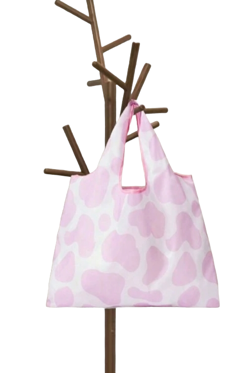 Pink Cow Pattern Reusable Bag