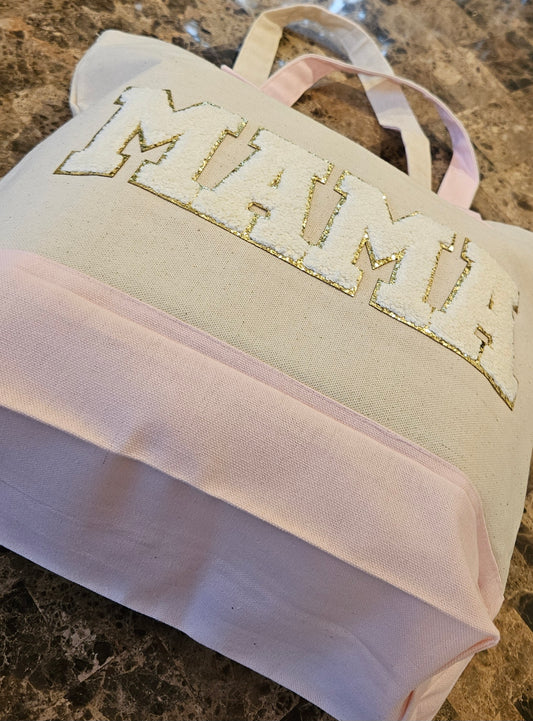 Chenille MAMA Zippered Tote