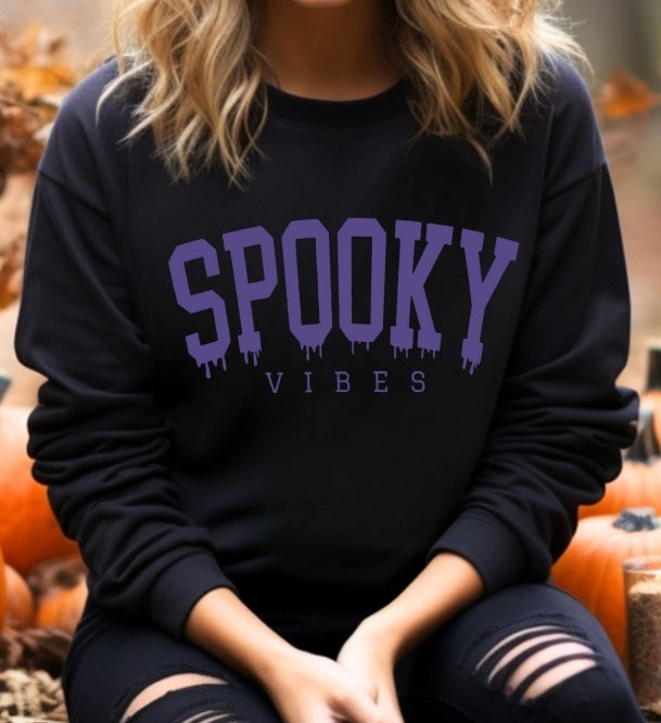 SPOOKY VIBES Black Unisex Crewneck Sweatshirt
