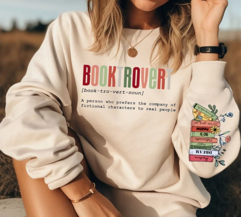 Booktrovert Sand Unisex Crewneck Sweatshirt