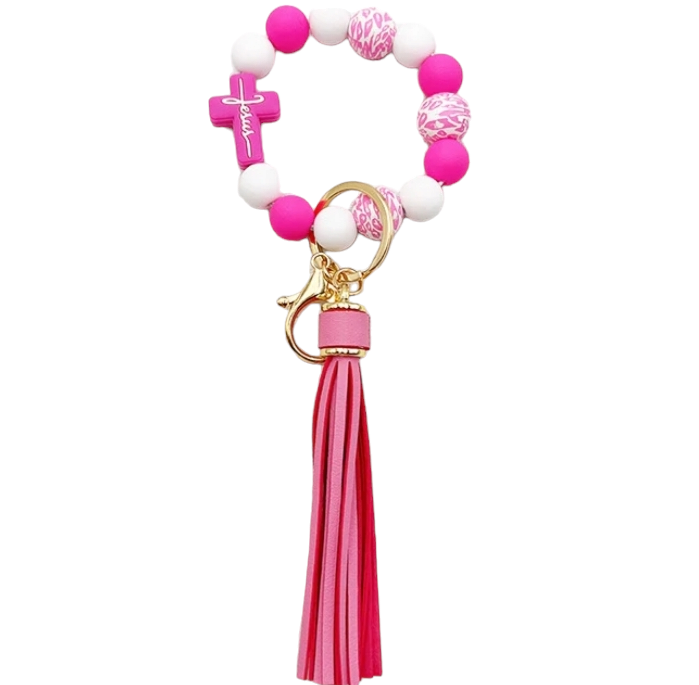 Leopard Cross Wristlet Keychain