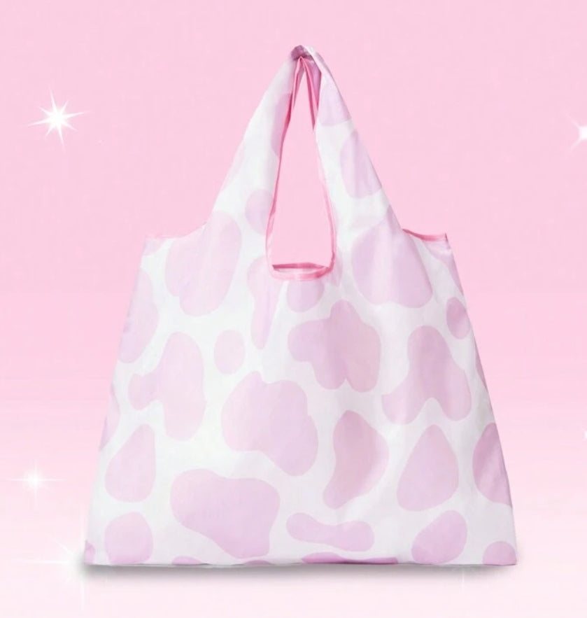 Pink Cow Pattern Reusable Bag