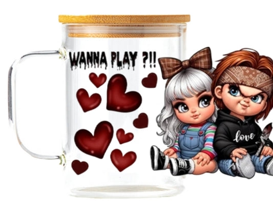 TOGETHER FOREVER 15oz Glass Mug with Bamboo Lid and Straw