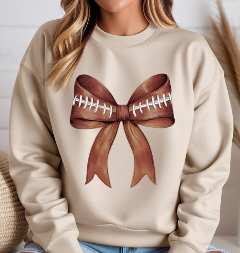 Football Bow Crewneck Sweatshirts