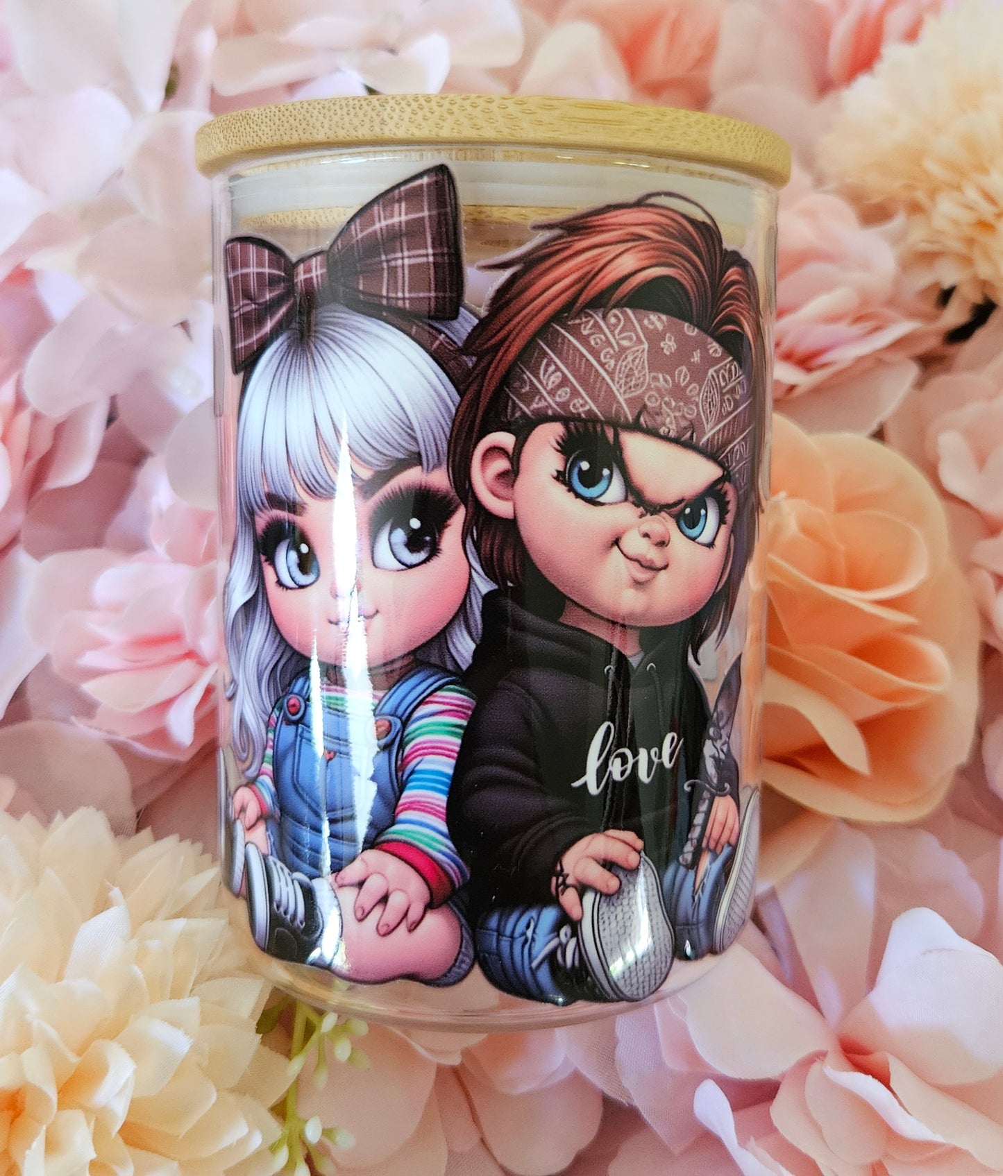 TOGETHER FOREVER 15oz Glass Mug with Bamboo Lid and Straw