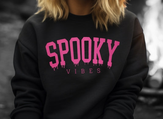 SPOOKY VIBES Black Unisex Crewneck Sweatshirt