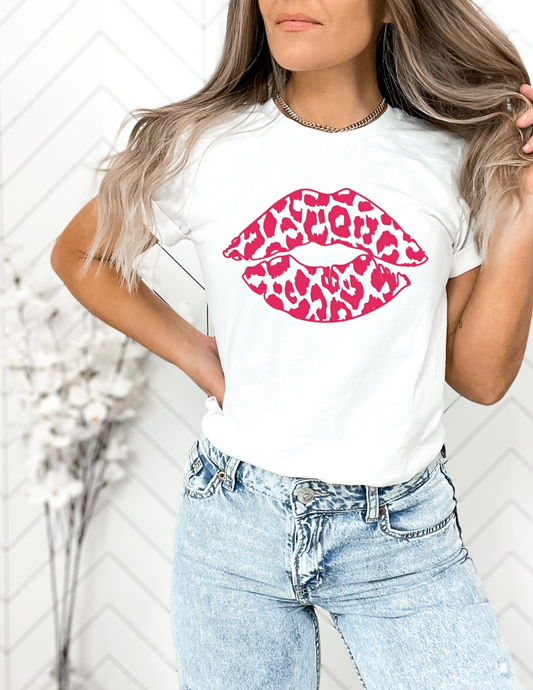 Hot Pink Leopard Lip Crewneck Sweatshirt or Tshirt