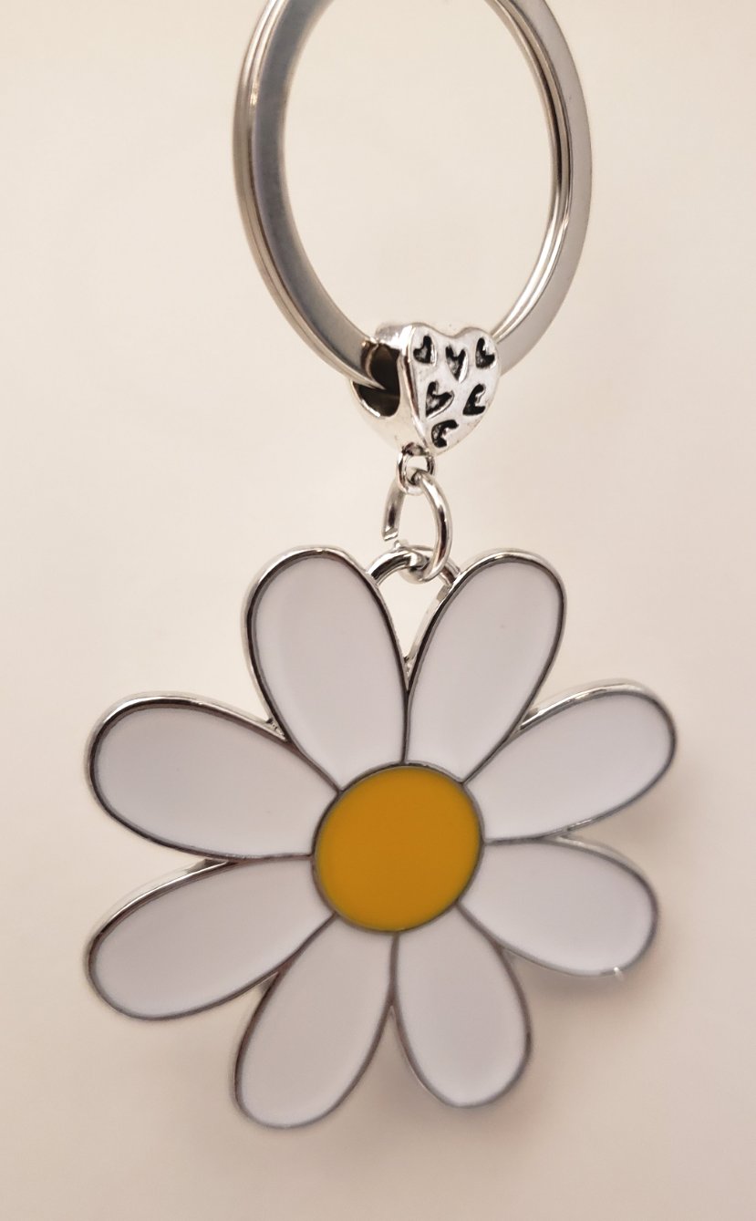 White Floral Keychain