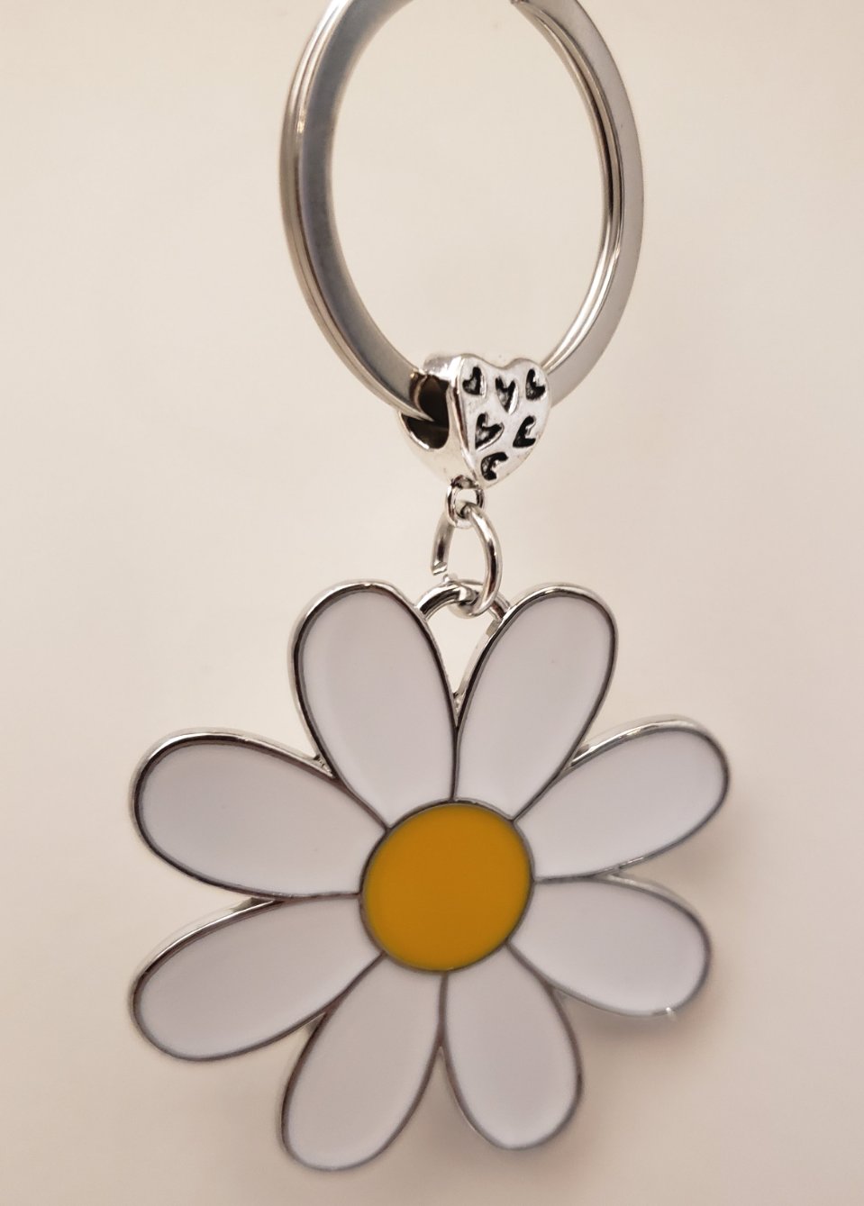 White Floral Keychain