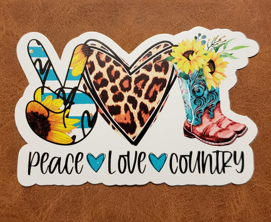 Peace Love Country Sticker