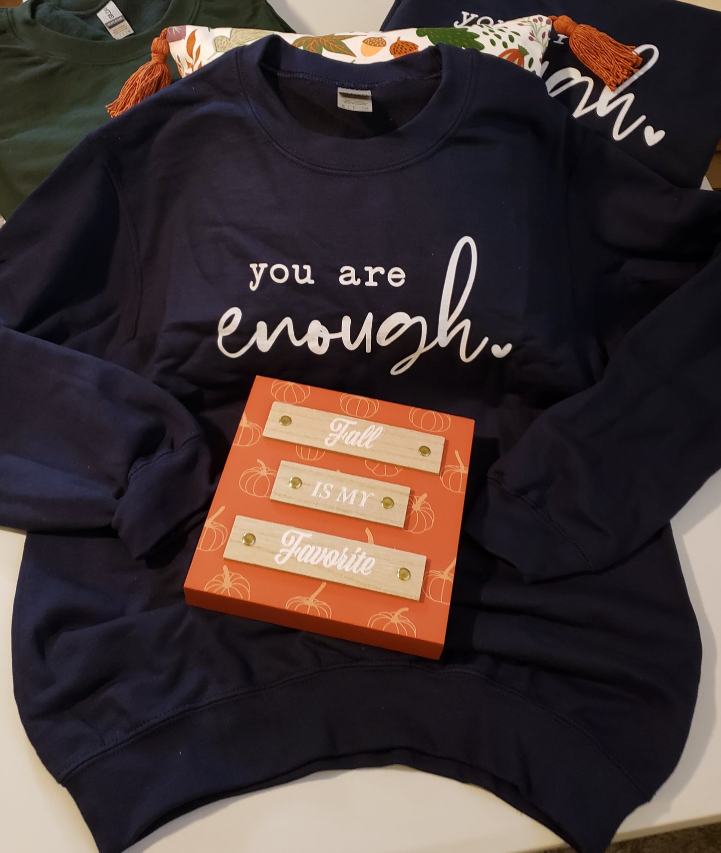 You Are Enough Navy Blue or Forest Green Unisex Crewneck Sweatshirt