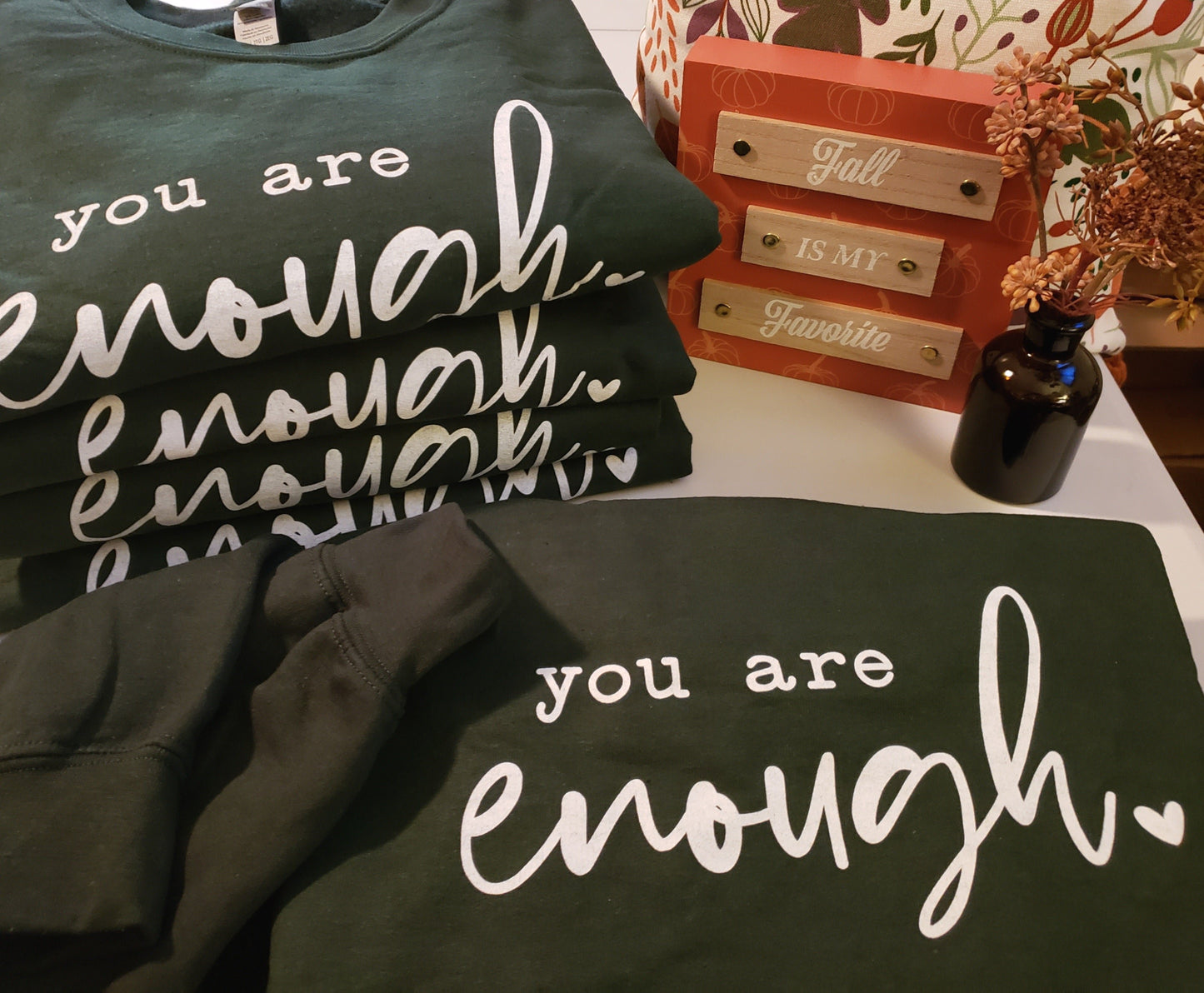 You Are Enough Navy Blue or Forest Green Unisex Crewneck Sweatshirt